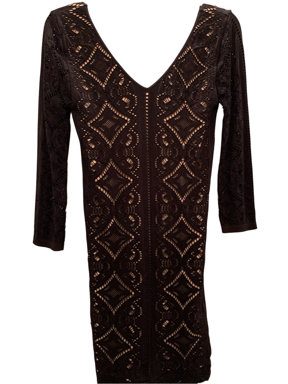 🌺BEBE🌺VINTAGE Y2K OPENWORK LACE BODY-CON MINI DRESS.